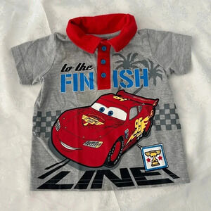Disney Pixar Cars Lightening  McQueen Collared T-Shirt Graphic Print 12-18M Boys